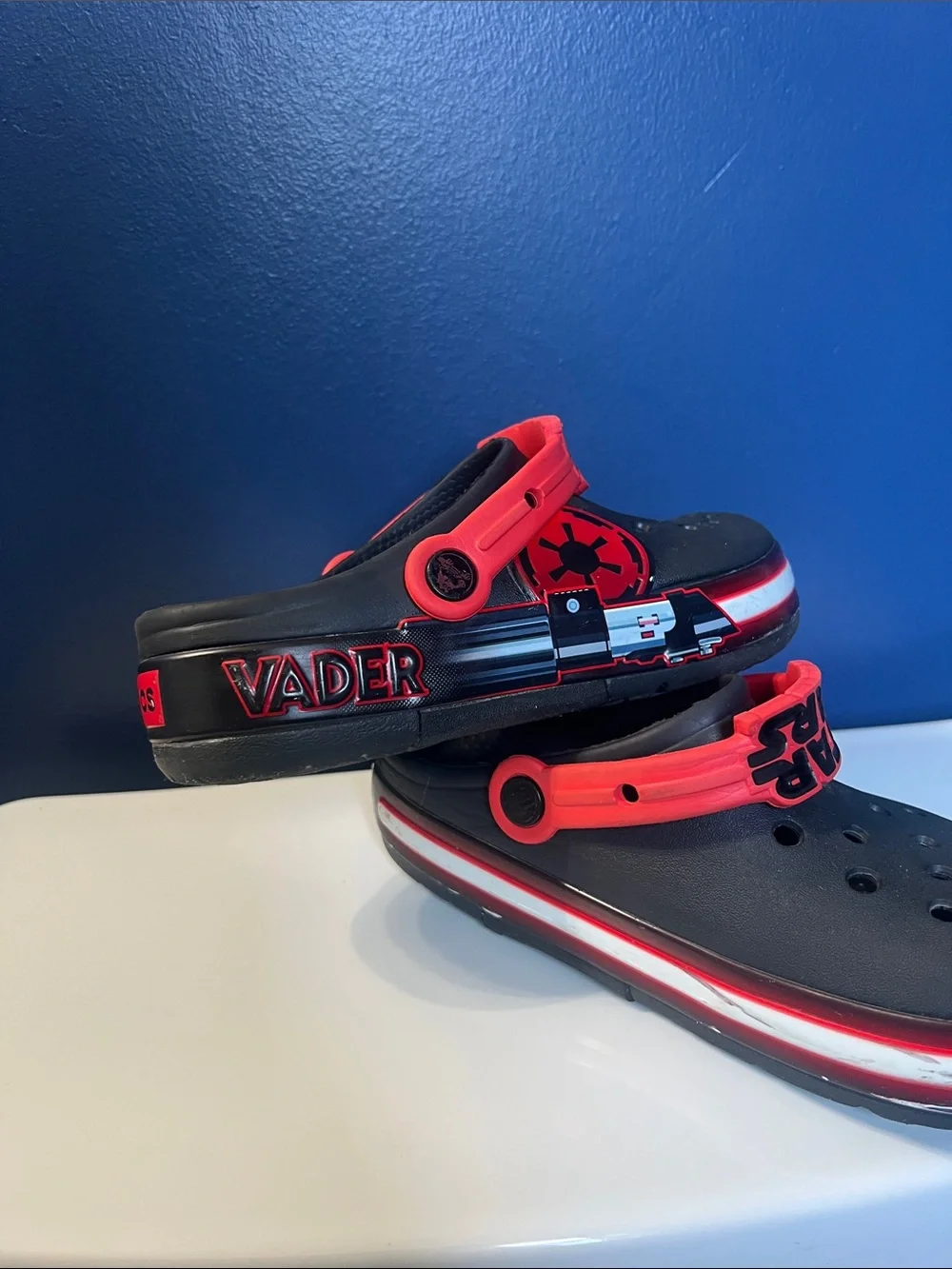 Star Wars Black and Red Kids J2 Clog Sandals with Vader Accent